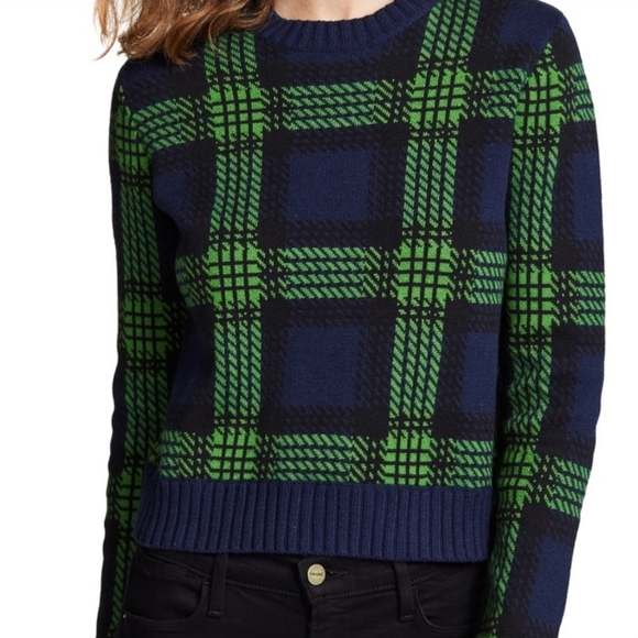 Bop Basics Plaid Crew Neck Wool Blend Sweater - Picture 3 of 15